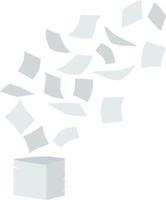 Flying white paper file documents. The element of working with letters on a white background. Cartoon flat illustration. Left office trash vector