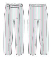 Regular fit pajama pant technical fashion flat sketch vector illustration template for ladies