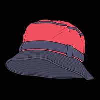 bucket hat outline color block vector, bucket hat in a full color style, trainers template outline, vector Illustration.