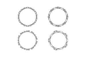 floral hand drawing  circle frame set, flower frame set,  free vector