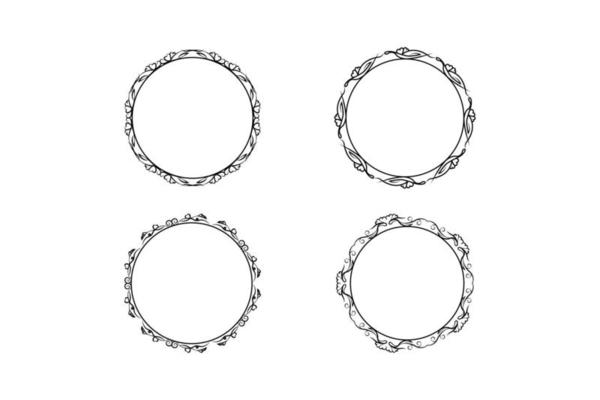 floral hand drawing  circle frame set, flower frame set,  free vector