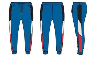 polainas pantalón moda técnica boceto plano ilustración vectorial plantilla de color azul para niños vector