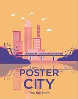 bosquejo plano coloreado del cartel de la ciudad vector