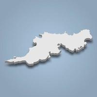 3d isometric map of Tortola is an island in British Virgin Islands