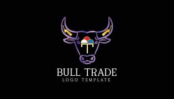 plantilla de diseño de logotipo de toro comercial para empresa de comercio de divisas vector
