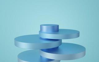 podio de cilindro azul vacío sobre fondo azul. estudio mínimo abstracto objeto de forma geométrica 3d. espacio de maqueta para mostrar el diseño del producto. representación 3d foto