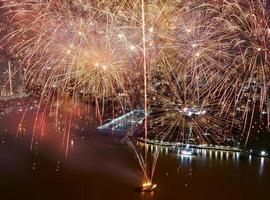 Fireworks Loy Kratong Festival on Chaophraya River Bangkok photo