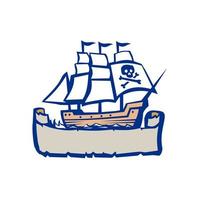 Pirate Galleon Ship Sailing Retro vector