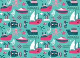 Seamless pattern with ships. vector