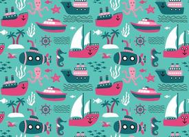 Seamless pattern with ships. vector