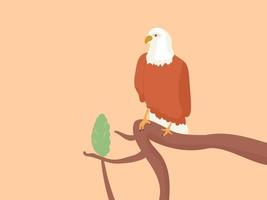 eagle on a branch looking for prey vector