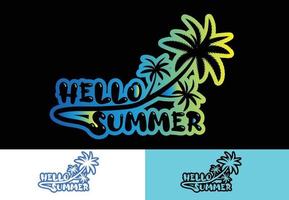 Hello summer letter t shirt, logo and icon design template 2 vector