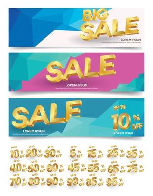 Set of sale banners design. Vector illustration. stylish horizontal banners design with geometric abstract 3 d design. Big sale banner. Sale and discounts. Vector illustration. futuristic modern