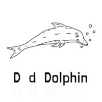 alfabeto letra d para delfín página para colorear colorear animal ilustración vector