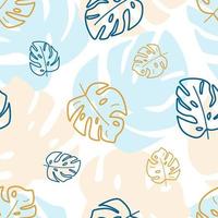 Seamless pattern of monstera leaves. Background wallpaper of a tropical plant in a flat style vector