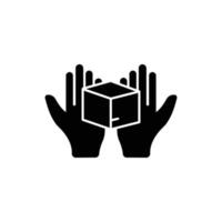 Hand icon with box. delivery. solid icon style. suitable for packaging icon. simple design editable. Design template vector