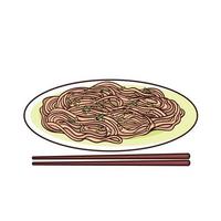 soba is a typical food from japan vector