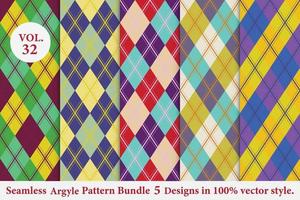 Argyle Pattern Bundle 5 designs,Argyle vector,geometric, background,wrapping paper,Fabric texture,Classic Knitted,plaid vector