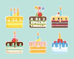 Birthday Cake collection, Delicious Cakes set, vector icon