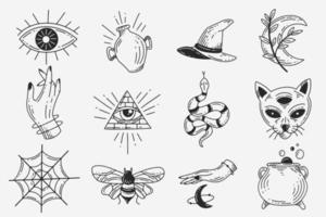 Set Collection Mystical Celestial Dark Holy Simple Minimalism Tattoo  Clipart Symbol space doodle Esoteric elements vintage illustration 7998946  Vector Art at Vecteezy