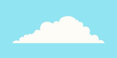 Simple Cartoon Cloud Isolated on Cyan Background Vector. Flat Design Realistic Vector Clouds.