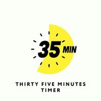 35 Minutes Timer Icon, Modern Flat Design. Clock, Stopwatch, Chronometer Showing Thirty Five Minutes Label. Cooking time, Countdown Indication. Isolated Vector eps.