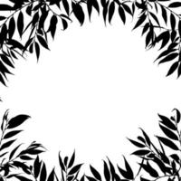 Black and white Frame with leaves isolated on a white background. Space for text. Design element for poster, banner, flyer, invitation, card or web. vector