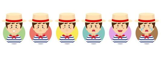 Italians Avatar with Various Expression vector