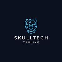 Skull tech logo icon design template flat vector