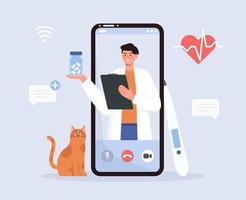 Veterinary doctor online consultation vector