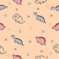 cute many blue dinosaur animal seamless pattern object wallpaper with design cream. vector