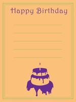 Happy birthday congratulating card with abstract cake vector illustration