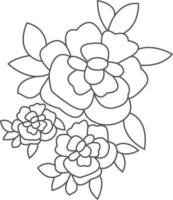 Simple Lovely Flower outline, coloring book for children vector