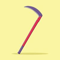 Scythe Vector Illustration. Object. Farming Tool Vector. Flat Cartoon Style Suitable for Web Landing Page, Banner, Flyer, Sticker, Card, Background