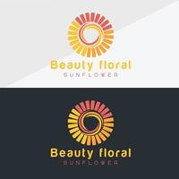 Sunflower logo and sun icon Vector design Template.