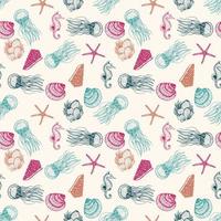 Hand drawn sea fishes seamless background. Surface pattern for textile, wallpaper and wrapping. vector