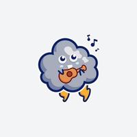 linda mascota de conjunto de personajes y nube de diseño de pegatinas para compras en línea cara de expresión de emoticono y nube de tormenta de truenos vector