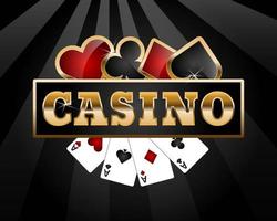 Card suits poster on black background for casino vector