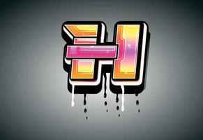 3D H Letter graffiti with drip effect vector