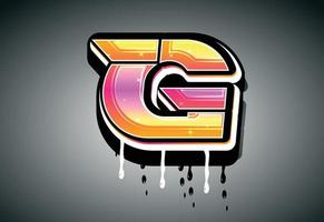 3D G Letter graffiti with drip effect vector