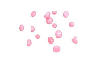 Pink strawberry milk chips fly isolated on white 3d illustration photo