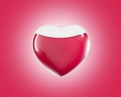 día mundial del donante de sangre. concepto de bolsa de corazón de transferencia de sangre. ilustración 3d de corazón de cristal rojo foto