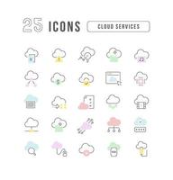 Set of linear icons of Cloud Services vector