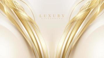 Luxury background with golden curve line element and glitter light effect decoration. vector