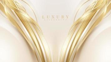 Luxury background with golden curve line element and glitter light effect decoration. vector