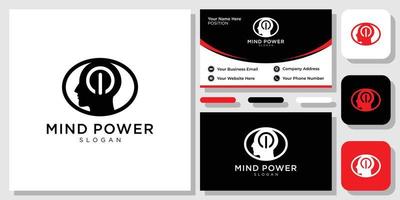 Mind Power smart genius brilliant brain with business card template vector