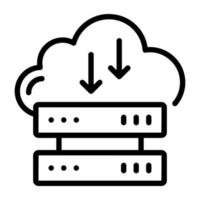 Modern linear icon design of cloud database vector