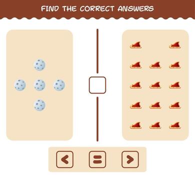 Find the correct answers of cartoon christmas. Searching and Counting game. Educational game for pre shool years kids and toddlers vector