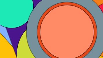 Abstract geometric colorful vector background in Material design style with concentric circles and rotated rectangles with shadows, imitating cut paper.