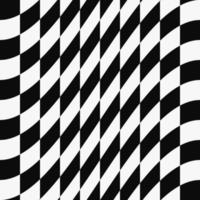 Warped Checkers Background Design. Black And White Rising Checkered Seamless Pattern. Modern Distorted Dynamic Texture for Digital, Print And Web Design. vector
